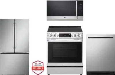 4 Piece Package Includes Refrigerator, Range, Microwave And Dishwasher