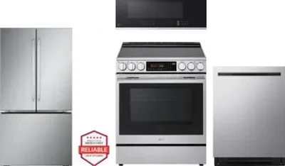 4 Piece Package Includes Refrigerator, Range, Microwave And Dishwasher