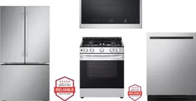 4 Piece Package Includes Refrigerator, Range, Microwave And Dishwasher