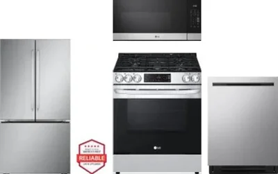 4 Piece Package Includes Refrigerator, Range, Microwave And Dishwasher