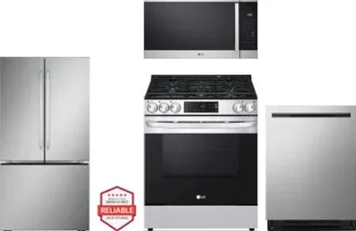 4 Piece Package Includes Refrigerator, Range, Microwave And Dishwasher