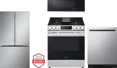 4 Piece Package Includes Refrigerator, Range, Microwave And Dishwasher
