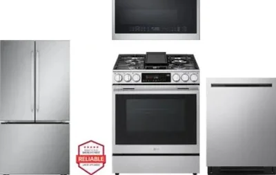 4 Piece Package Includes Refrigerator, Range, Microwave And Dishwasher