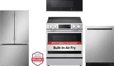 4 Piece Package Includes Refrigerator, Range, Microwave And Dishwasher