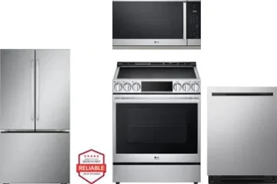 4 Piece Package Includes Refrigerator, Range, Microwave And Dishwasher
