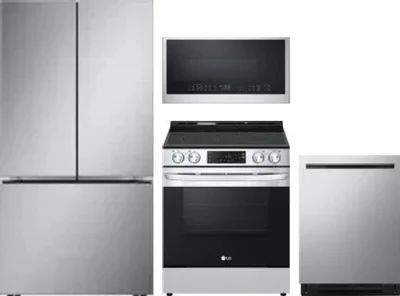 4 Piece Package Includes Refrigerator, Range, Microwave And Dishwasher
