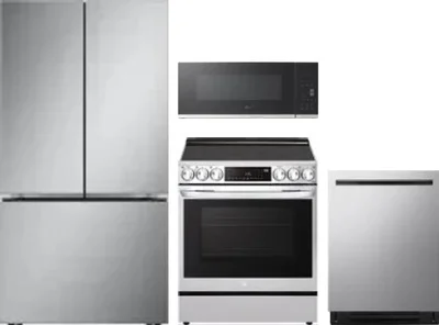 4 Piece Package Includes Refrigerator, Range, Microwave And Dishwasher