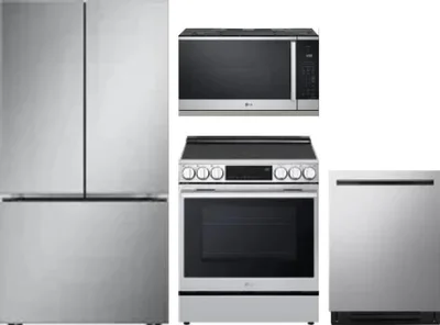 4 Piece Package Includes Refrigerator, Range, Microwave And Dishwasher