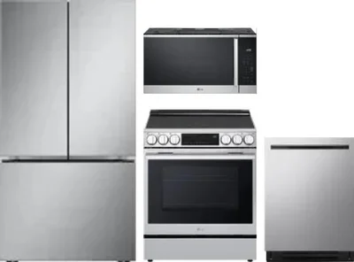 4 Piece Package Includes Refrigerator, Range, Microwave And Dishwasher