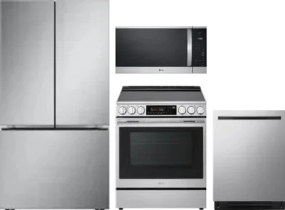 4 Piece Package Includes Refrigerator, Range, Microwave And Dishwasher