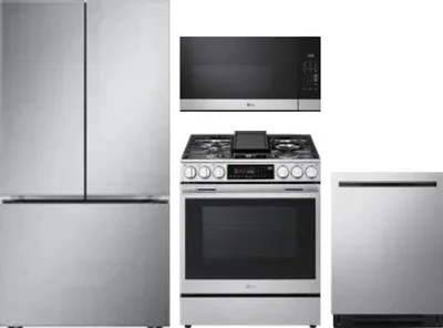 4 Piece Package Includes Refrigerator, Range, Microwave And Dishwasher