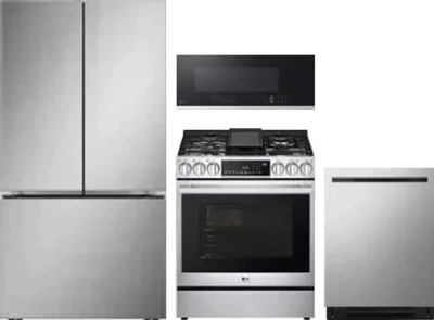 4 Piece Package Includes Refrigerator, Range, Microwave And Dishwasher