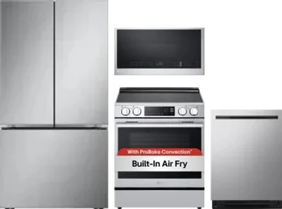 4 Piece Package Includes Refrigerator, Range, Microwave And Dishwasher