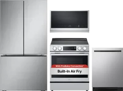 4 Piece Package Includes Refrigerator, Range, Microwave And Dishwasher