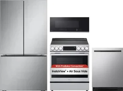 4 Piece Package Includes Refrigerator, Range, Microwave And Dishwasher