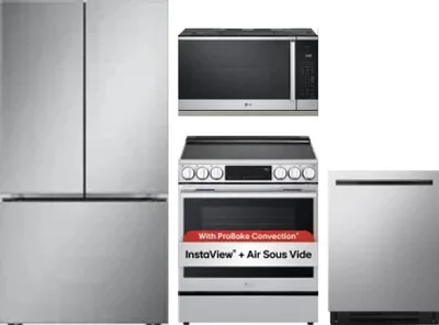 4 Piece Package Includes Refrigerator, Range, Microwave And Dishwasher
