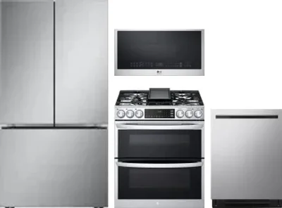 4 Piece Package Includes Refrigerator, Range, Microwave And Dishwasher