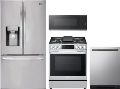 4 Piece Package Includes Refrigerator, Range, Microwave And Dishwasher