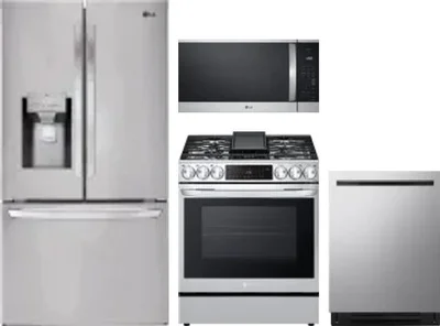 4 Piece Package Includes Refrigerator, Range, Microwave And Dishwasher