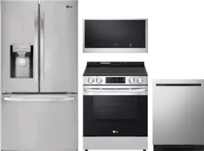 4 Piece Package Includes Refrigerator, Range, Microwave And Dishwasher