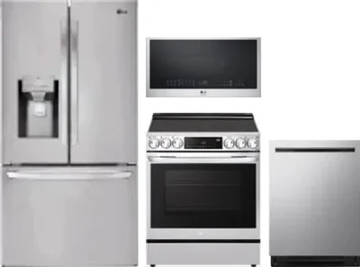 4 Piece Package Includes Refrigerator, Range, Microwave And Dishwasher