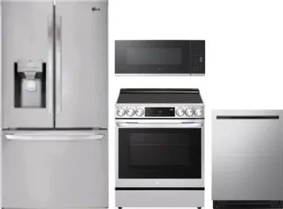 4 Piece Package Includes Refrigerator, Range, Microwave And Dishwasher