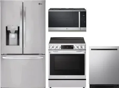 4 Piece Package Includes Refrigerator, Range, Microwave And Dishwasher