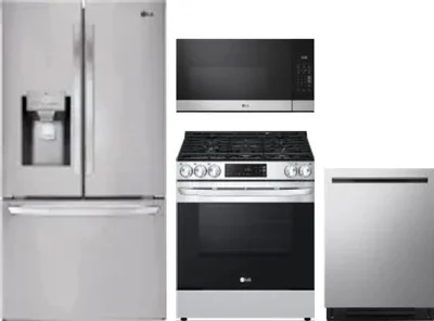 4 Piece Package Includes Refrigerator, Range, Microwave And Dishwasher