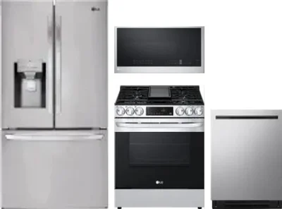 4 Piece Package Includes Refrigerator, Range, Microwave And Dishwasher