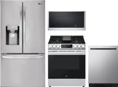 4 Piece Package Includes Refrigerator, Range, Microwave And Dishwasher