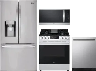 4 Piece Package Includes Refrigerator, Range, Microwave And Dishwasher