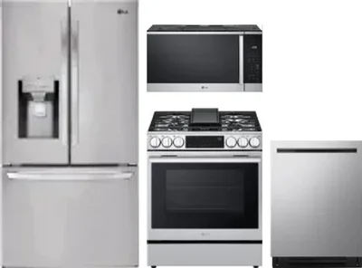 4 Piece Package Includes Refrigerator, Range, Microwave And Dishwasher