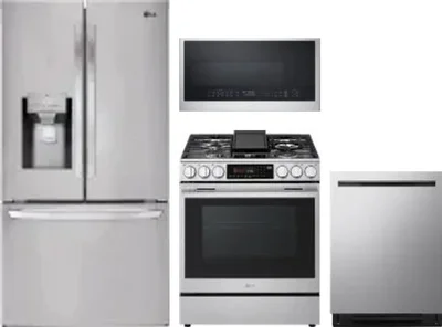 4 Piece Package Includes Refrigerator, Range, Microwave And Dishwasher