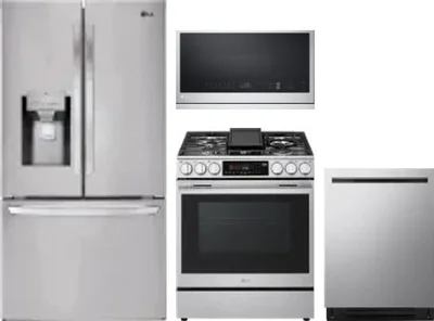 4 Piece Package Includes Refrigerator, Range, Microwave And Dishwasher