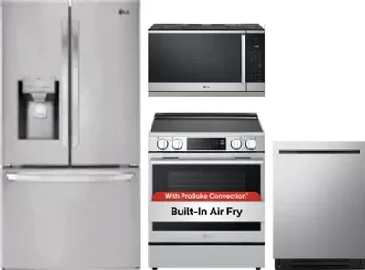 4 Piece Package Includes Refrigerator, Range, Microwave And Dishwasher