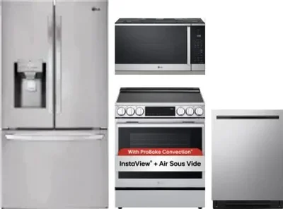 4 Piece Package Includes Refrigerator, Range, Microwave And Dishwasher