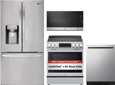 4 Piece Package Includes Refrigerator, Range, Microwave And Dishwasher