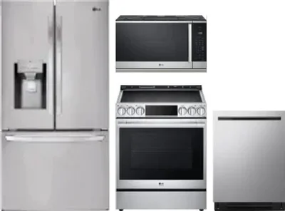4 Piece Package Includes Refrigerator, Range, Microwave And Dishwasher