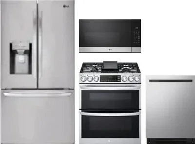 4 Piece Package Includes Refrigerator, Range, Microwave And Dishwasher