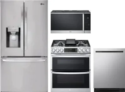 4 Piece Package Includes Refrigerator, Range, Microwave And Dishwasher