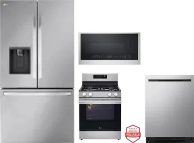 4 Piece Package Includes Refrigerator, Range, Microwave And Dishwasher