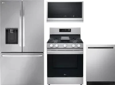 4 Piece Package Includes Refrigerator, Range, Microwave And Dishwasher