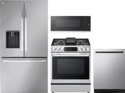 4 Piece Package Includes Refrigerator, Range, Microwave And Dishwasher