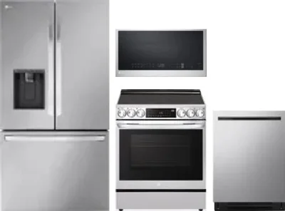 4 Piece Package Includes Refrigerator, Range, Microwave And Dishwasher