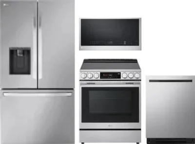 4 Piece Package Includes Refrigerator, Range, Microwave And Dishwasher