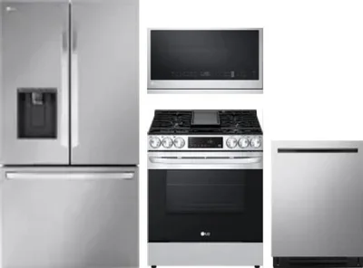 4 Piece Package Includes Refrigerator, Range, Microwave And Dishwasher