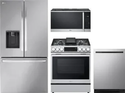 4 Piece Package Includes Refrigerator, Range, Microwave And Dishwasher