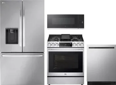 4 Piece Package Includes Refrigerator, Range, Microwave And Dishwasher