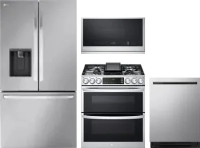 4 Piece Package Includes Refrigerator, Range, Microwave And Dishwasher