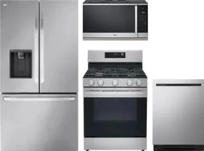 4 Piece Package Includes Refrigerator, Range, Microwave And Dishwasher